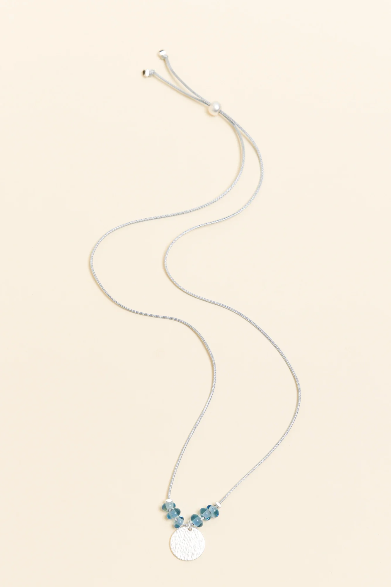 Sara Blue Beaded Disc Necklace