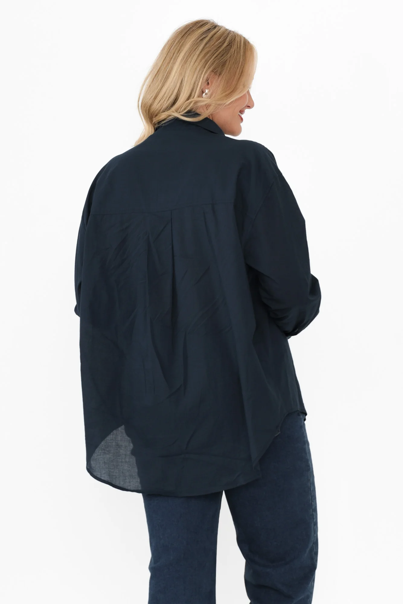 Seattle Navy Cotton Shirt - Image 5