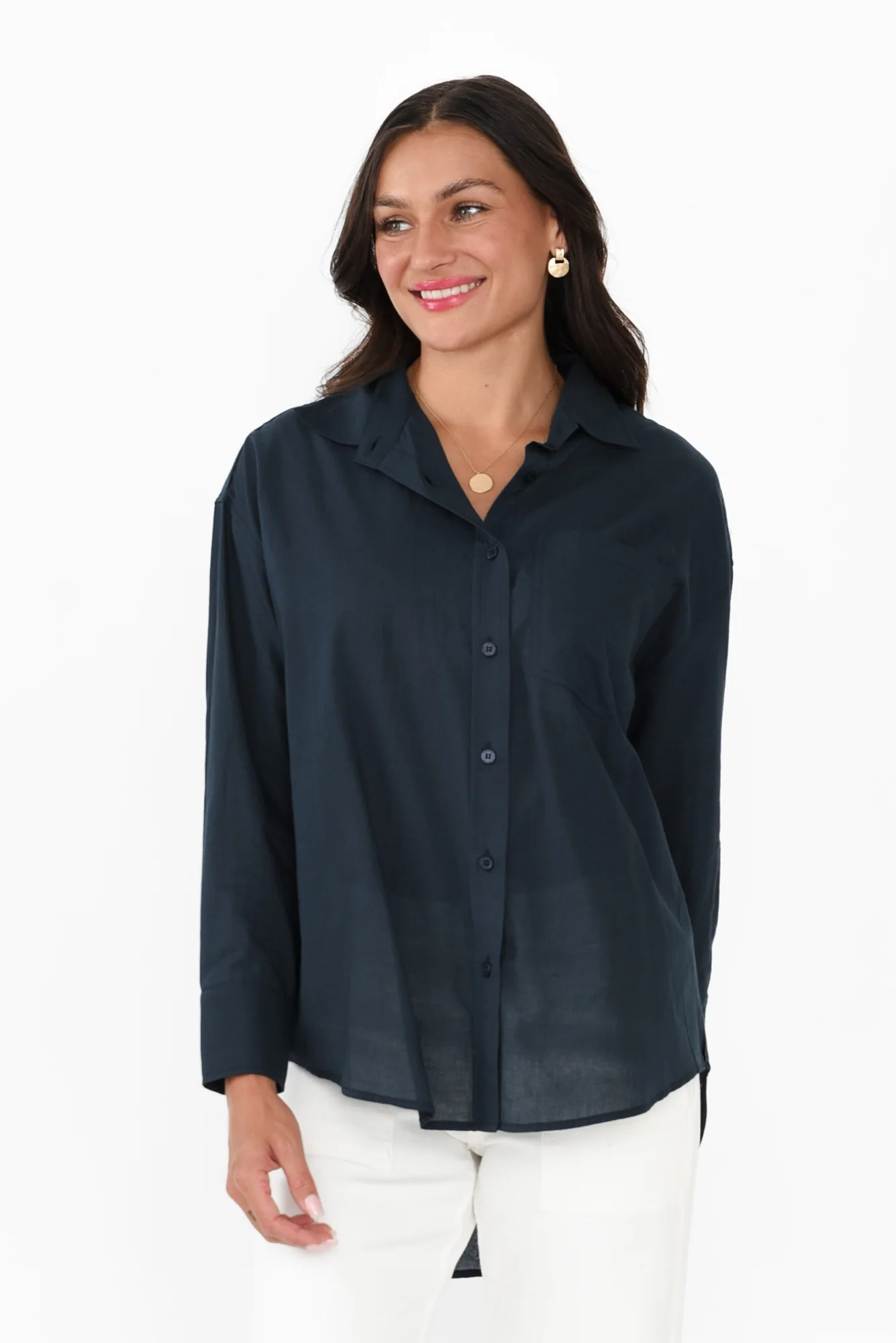 Seattle Navy Cotton Shirt - Image 7
