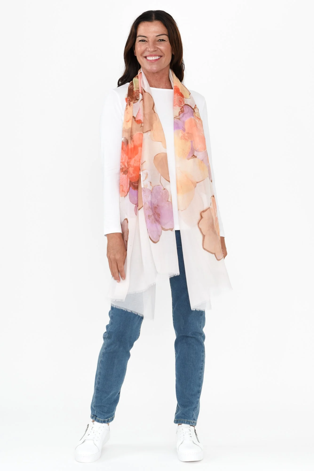 Sia Orange Floral Scarf - Image 3
