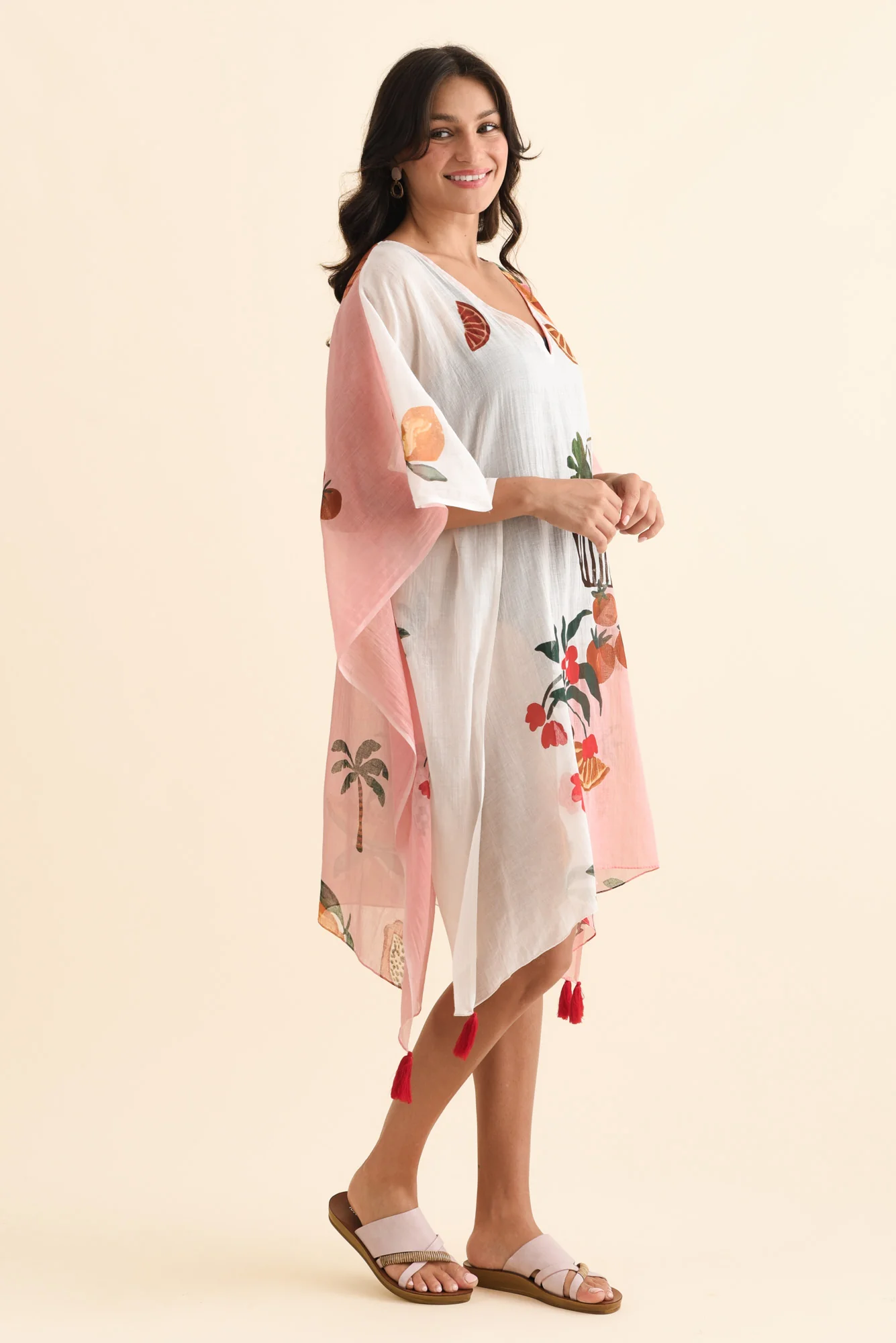 Stella Pink Fruity Cotton Kaftan - Image 3