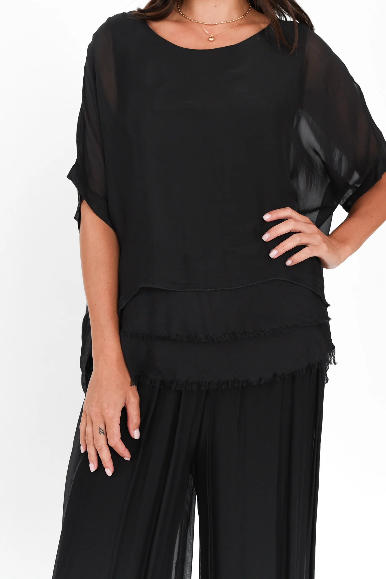 Talia Black Silk Layer Top - Image 6