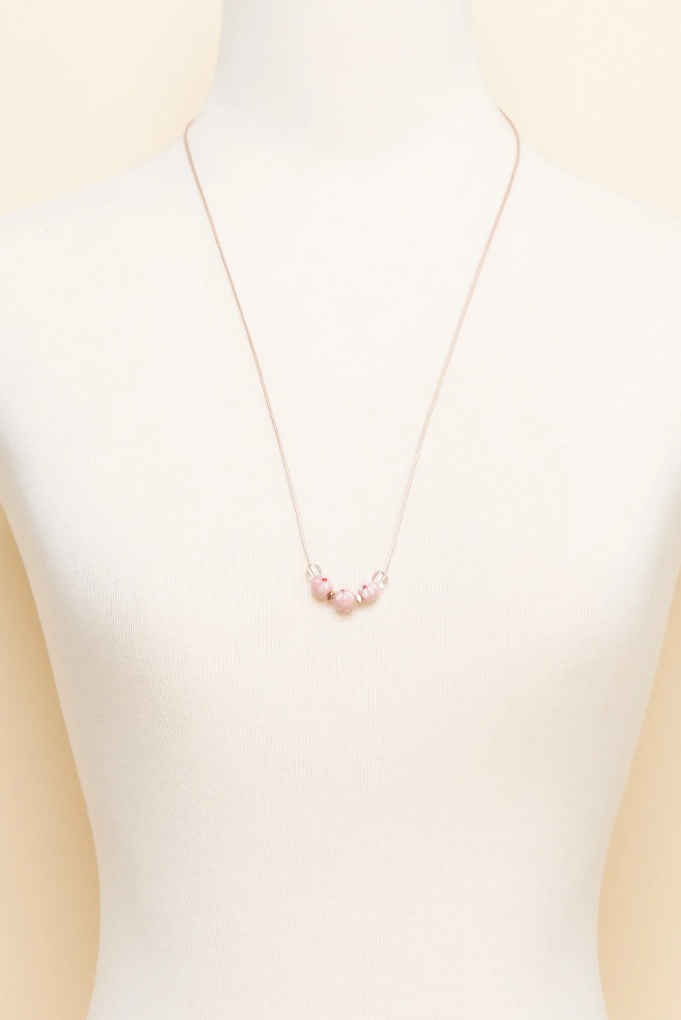 Tilda Pink Flower Beaded Necklace - Image 2