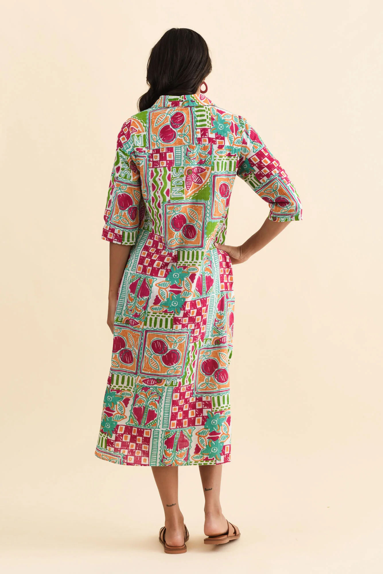 Tricia Green Tile Cotton Shirt Dress - Image 4
