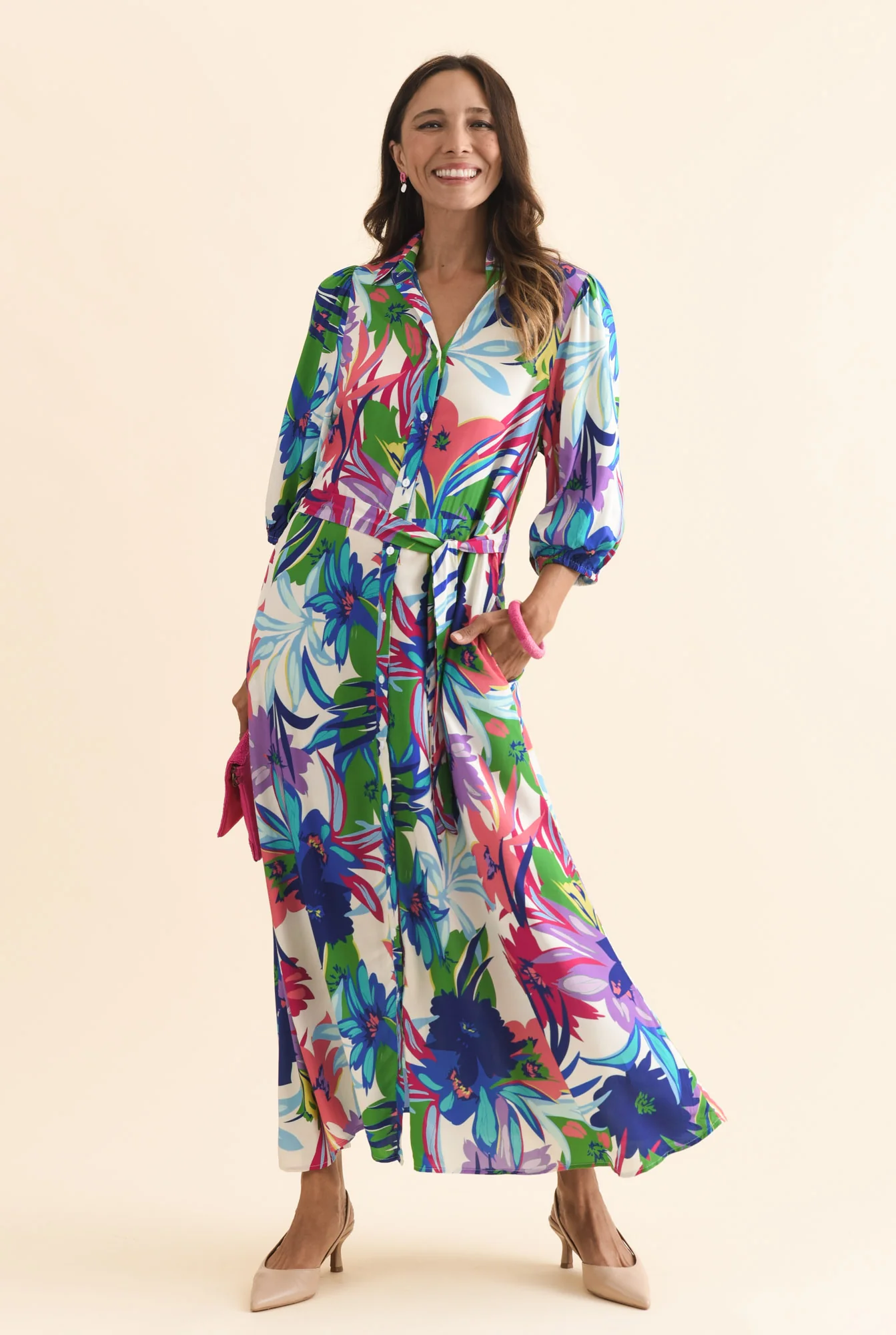Trinity Blue Floral Tie Dress - Image 3