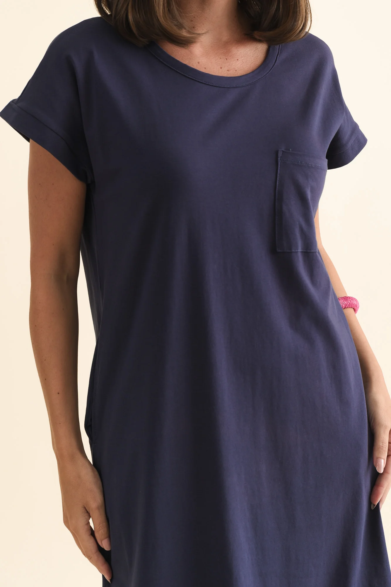 Trinity Navy Splice Cotton Tee Dress - Image 5