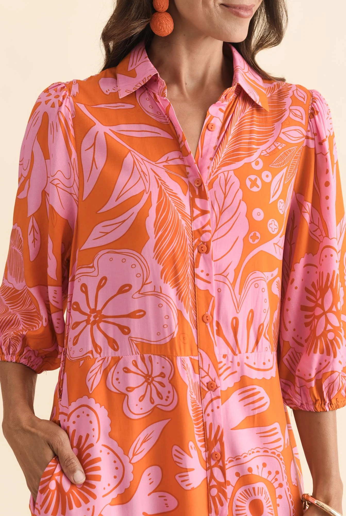 Trinity Orange Floral Tie Dress - Image 6