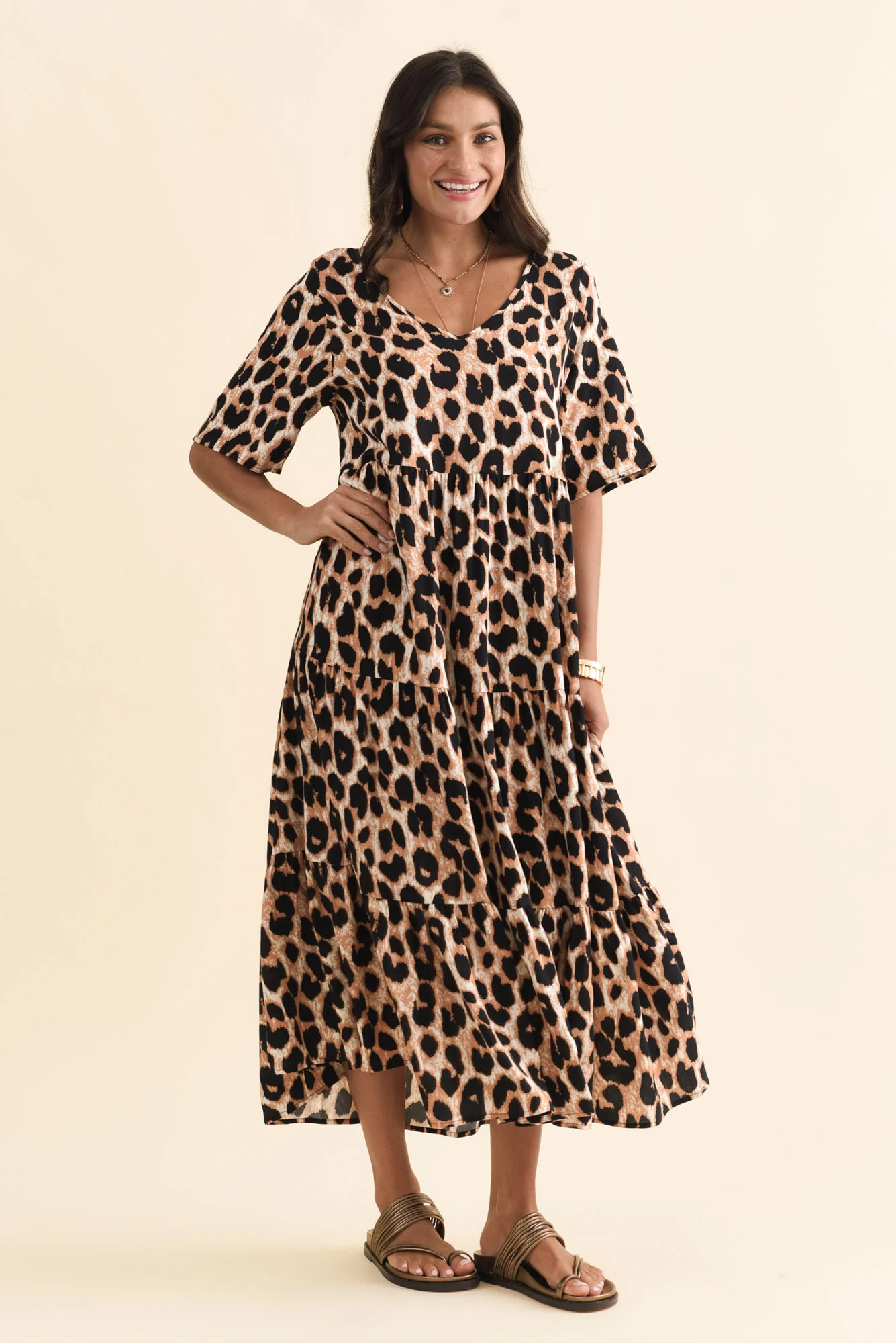 Tully Brown Leopard Maxi Dress - Image 2