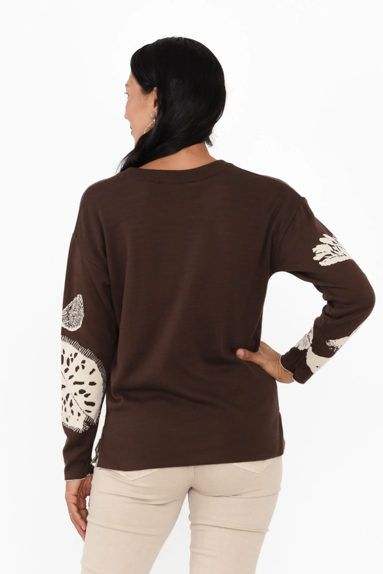 Veda Brown Floral Reversible Cotton Jumper - Image 5