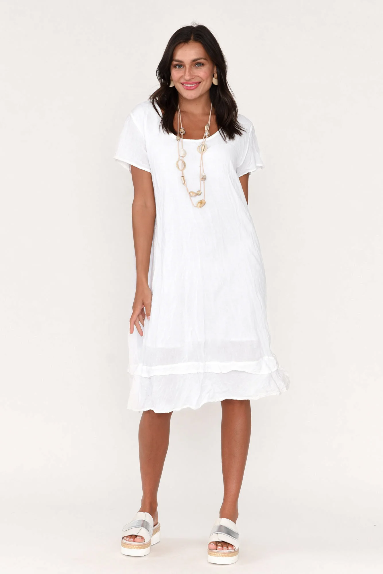 Lauren White Crinkle Cotton Dress - Image 2
