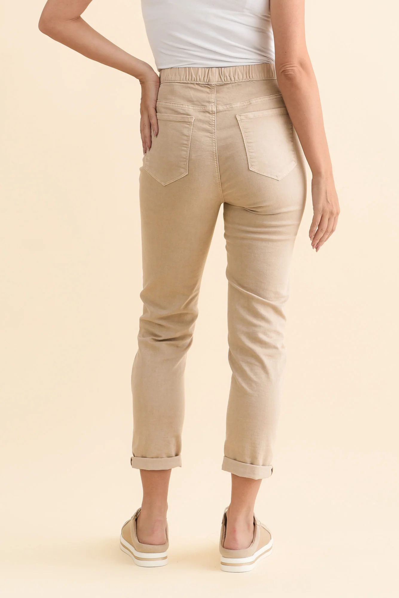 Zadie Beige Stretch Jeans - Image 4