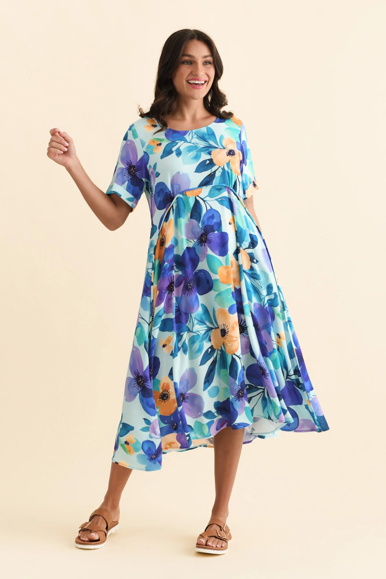 Zaelia Blue Floral Crescent Dress - Image 2