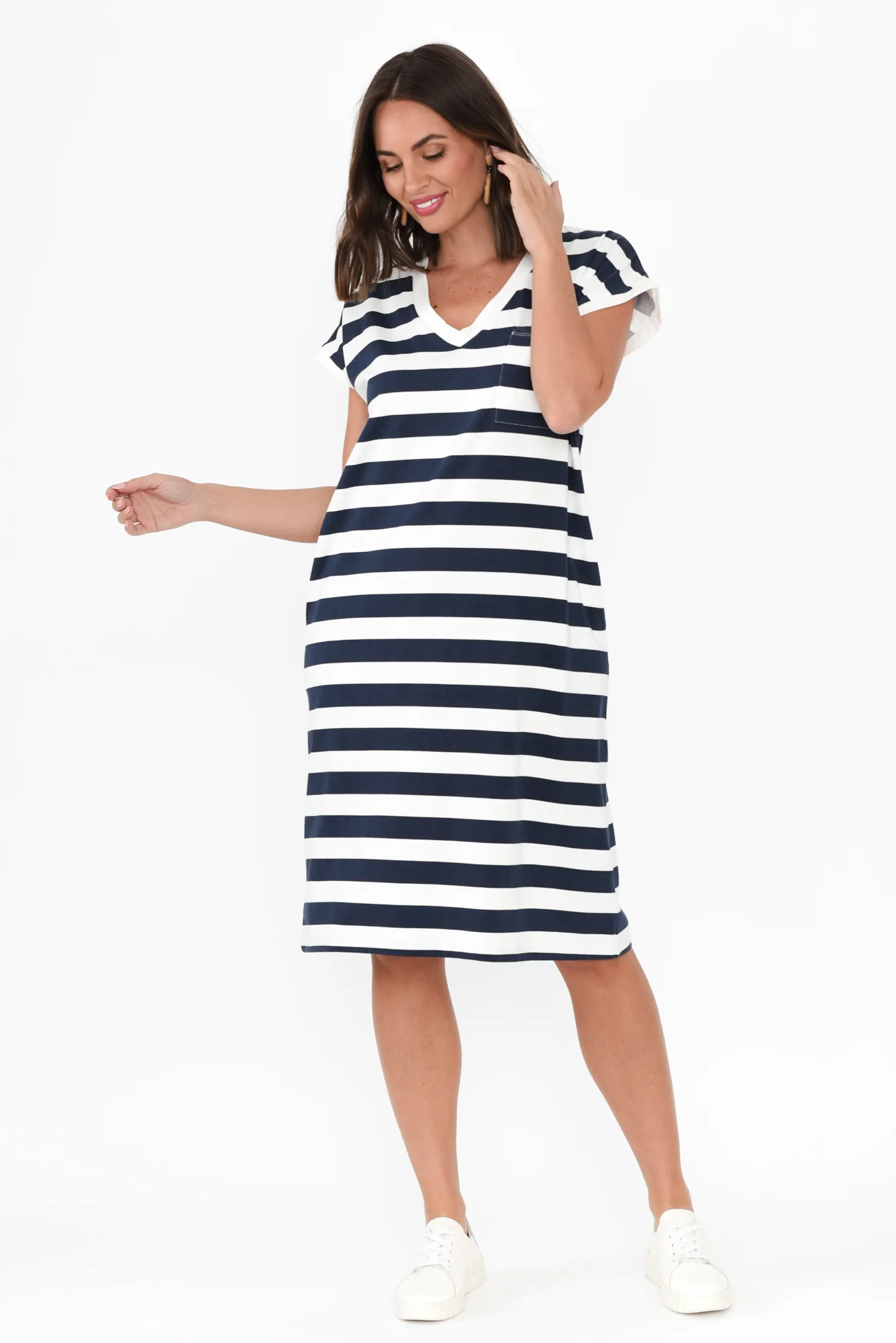 Zena Navy Stripe T-Shirt Dress - Image 3